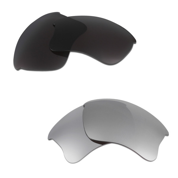 HKUCO Black+Titanium Polarized Replacement Lenses for Oakley Flak Jacket XLJ Sunglasses